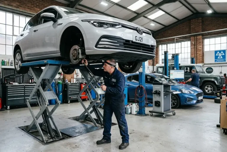 MOT and service checks at a professional UK automotive garage